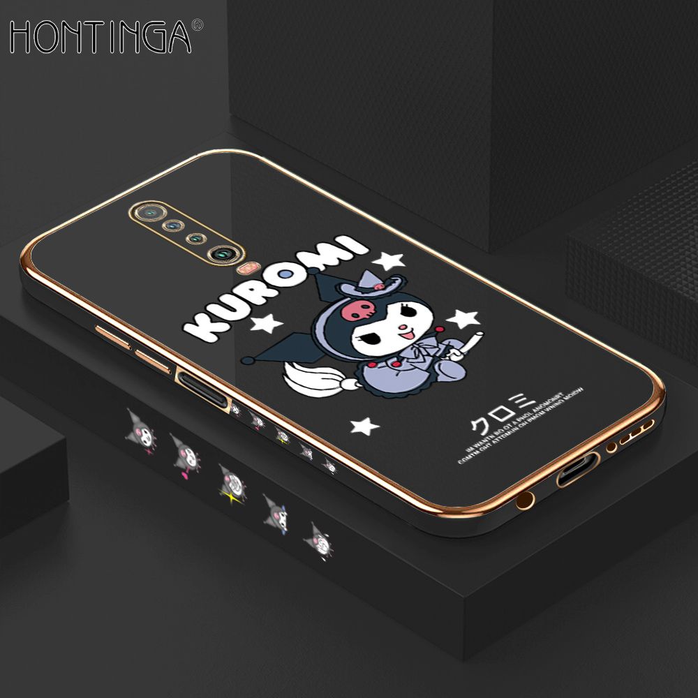Hontinga for Xiaomi Poco X2 Luxury 6D Plating Soft Casing Silicone Square Frame Phone Case Shiny Bling Back Cover Cute Cartoon Anime Characters Case