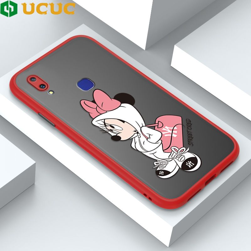 UCUC for Vivo V11i Z3 Z3i Back Cover Satchel Minnie Frosted Transparent Hard Phone Case Thin Shockproof Full Cover Camera Protect Case