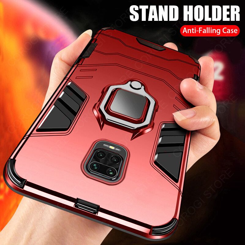 For Xiaomi Redmi Note 9 Pro / Xiaomi Redmi Note 9S Cover Military Grade Shockproof Armor Phone Case Metal Ring Stand Holder Magnetic Car Mount Hard Protective Back Cover