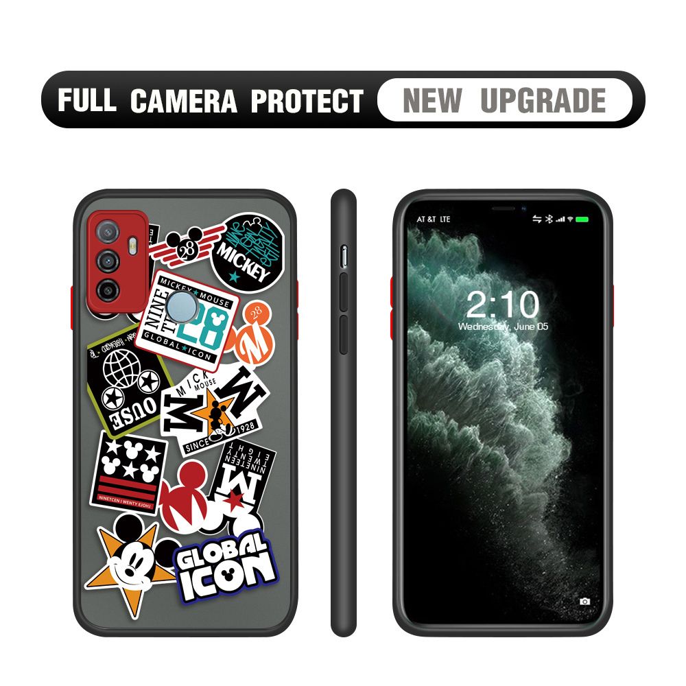 Hontinga for OPPO A53 2020 Case Travel Poster Camera Shockproof Protection Cases Edge Frosted Transparent Phone Cover