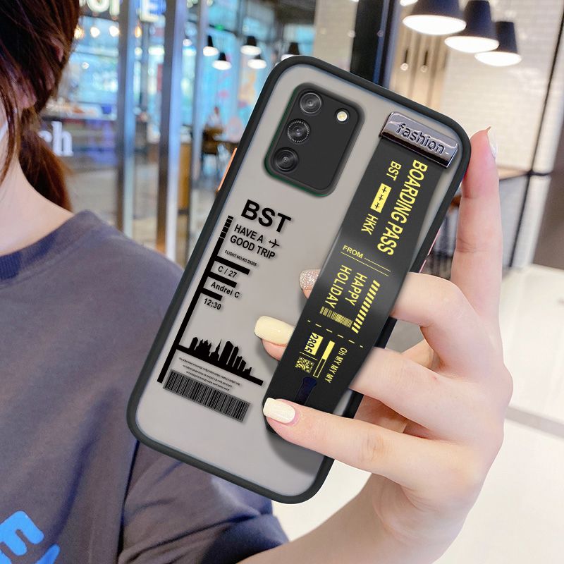 UCUC for Samsung Galaxy S10 Lite Wrist Strap Case Creative Printing City Landscape Wristband Printing Cover Shockproof Frosted Phone Case