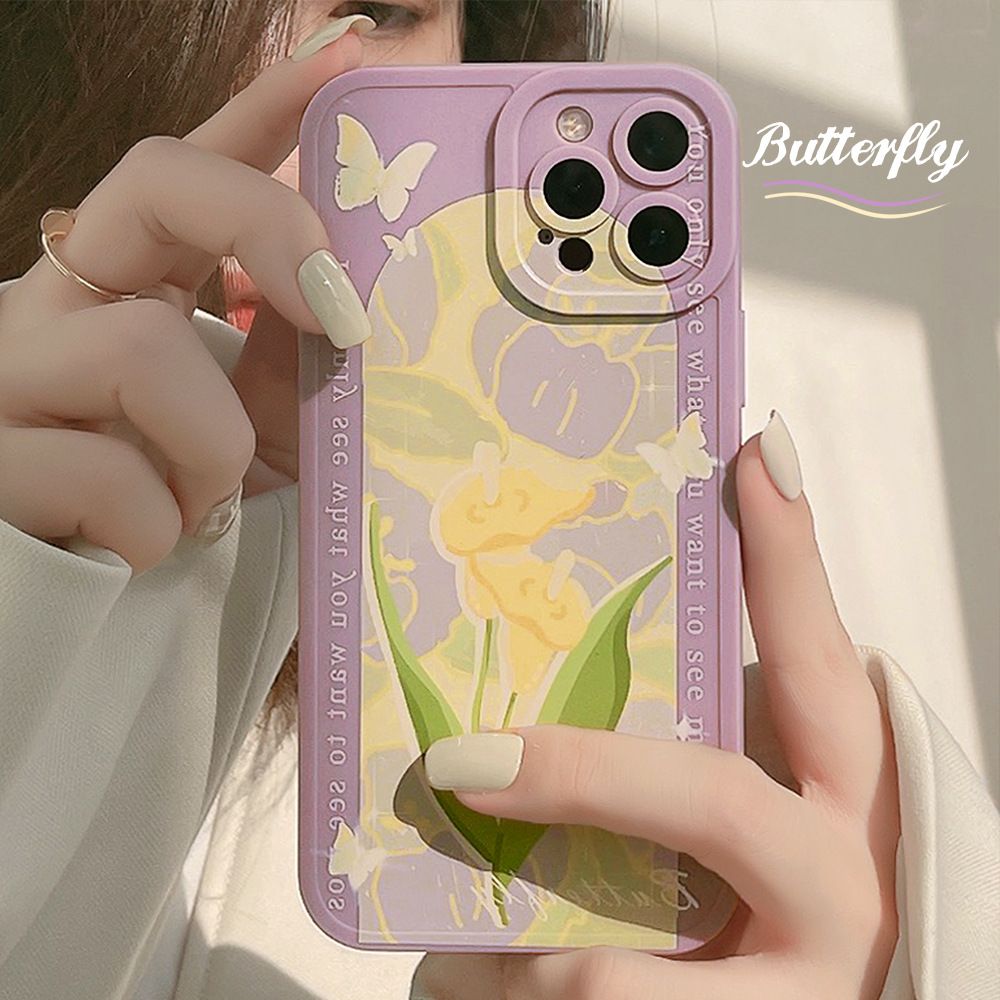 Purple Case Flower Case Soft Silicone Cover Mobile Phone Protective Case