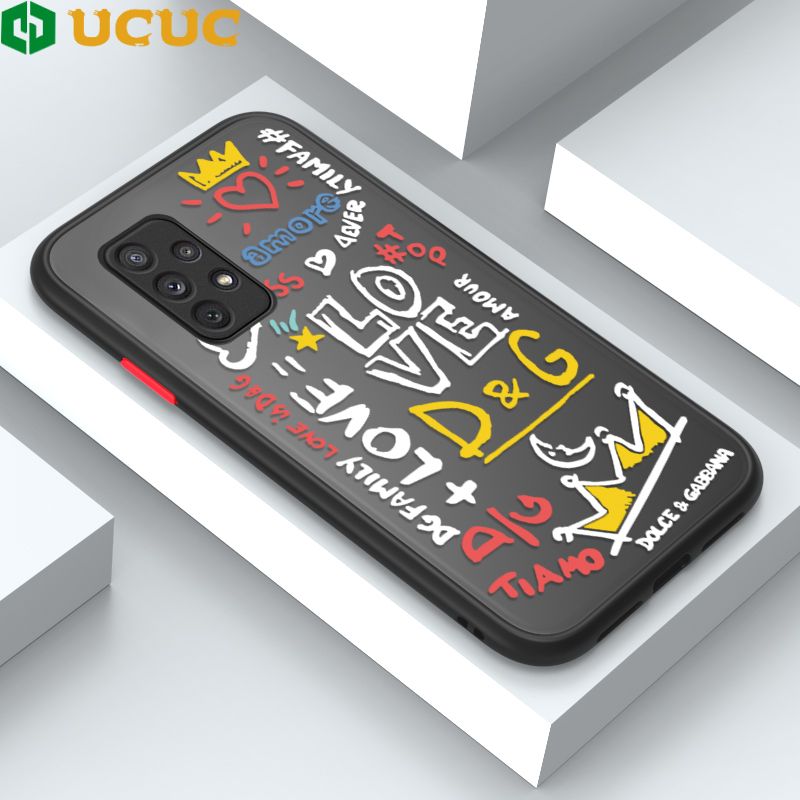UCUC for Samsung Galaxy A72 / A72 5G Back Cover LOVE Graffiti Frosted Transparent Hard Phone Case Thin Shockproof Full Cover Camera Protect Case