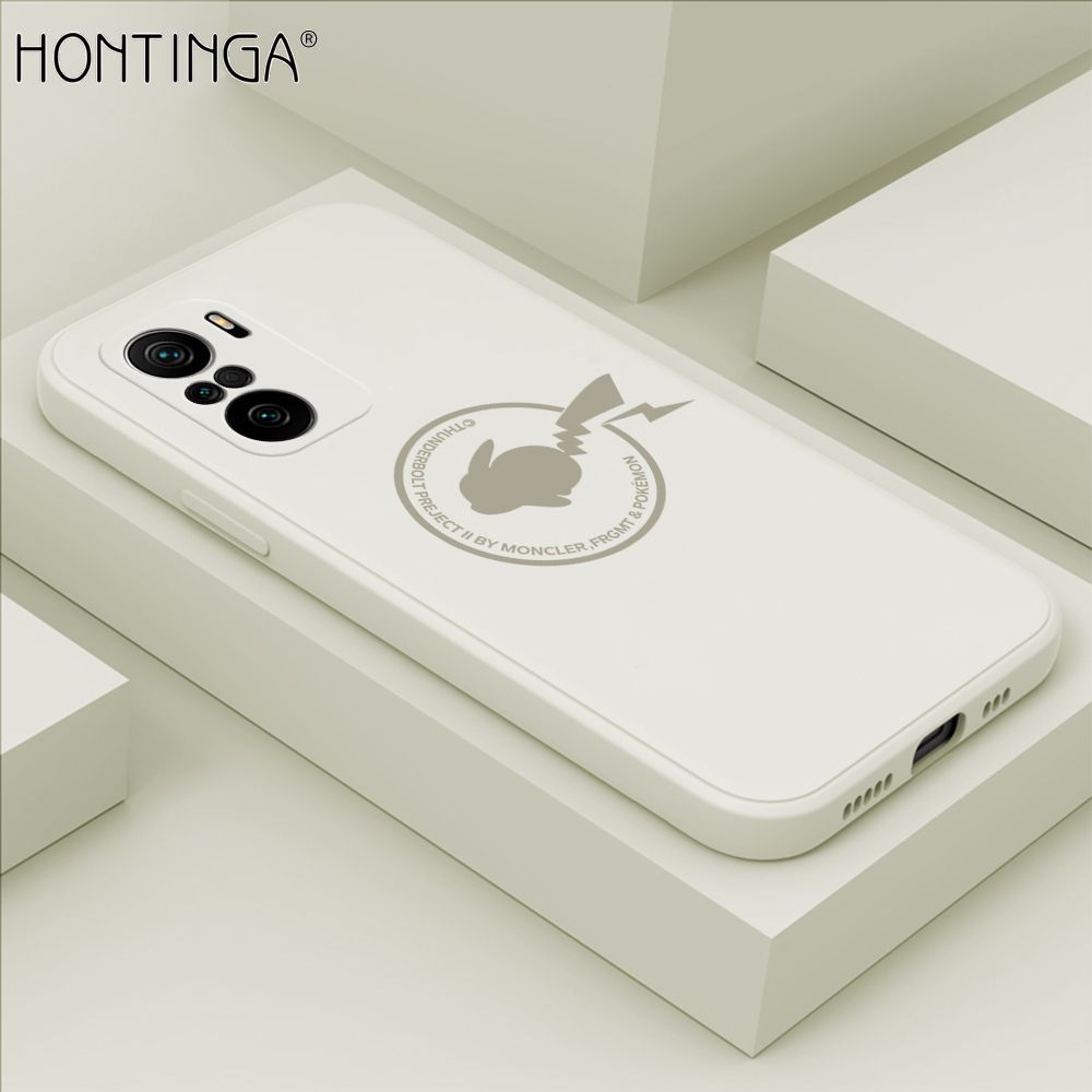 Hontinga for Xiaomi Poco F3 / Mi 11x / Redmi K40 / K40 Pro Case Cartoon Pikachu Pokemon Phone Case Liquid Silicone Casing Full Cover Camera Shockproof Protective Case