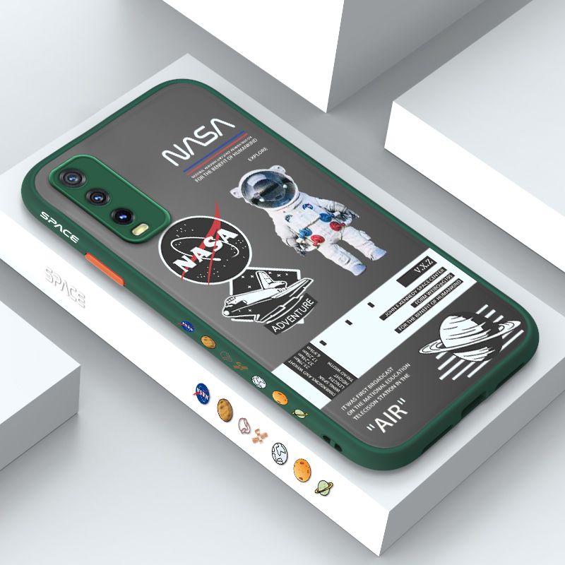 ZeroQiQi for Vivo Y20S G Case Creative Cartoon Astronaut Side Printed Pattern Design Phone Cover Frosted Transparent Ultra Thin Protective Phone Case
