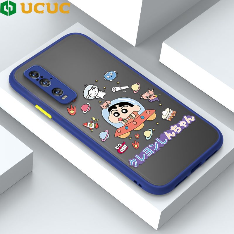 UCUC for OPPO Find X2 Back Cover Spaceship Shinchan Frosted Transparent Hard Phone Case Thin Shockproof Full Cover Camera Protect Case