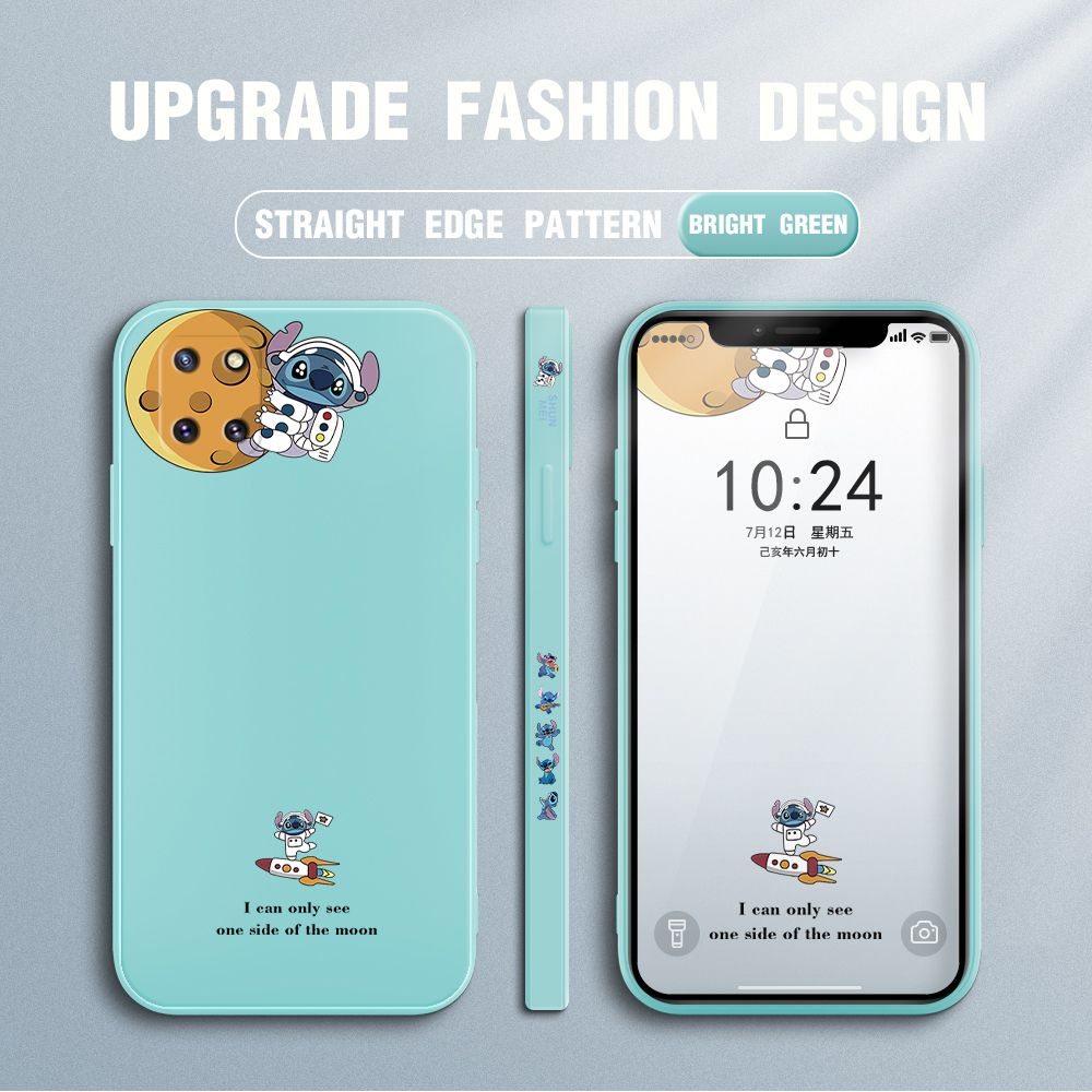 Jizetin for Samsung Galaxy Note10 Lite Case Side Design Phone Cover  Astronaut Stitch Cover Square Edge Pattern Liquid Silicone Trend Case
