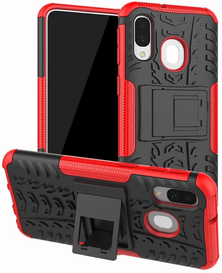Galaxy A40 Case, Shockproof Hybrid Slim Dual Layer Rugged Rubber Hybrid Hard/Soft Impact Armor Defender Full Body Protective Phone Stand Case with Kickstand for Samsung Galaxy A40 2019