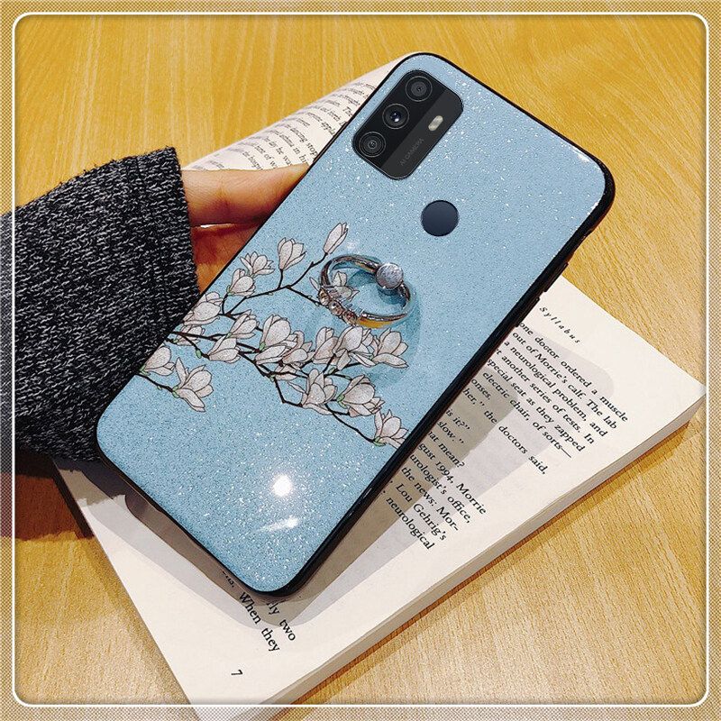 Phone case OPPO A53 Case Soft Magnolia Flower Couple Phone Cases For OPPO A53 Ring Holder Back Cover