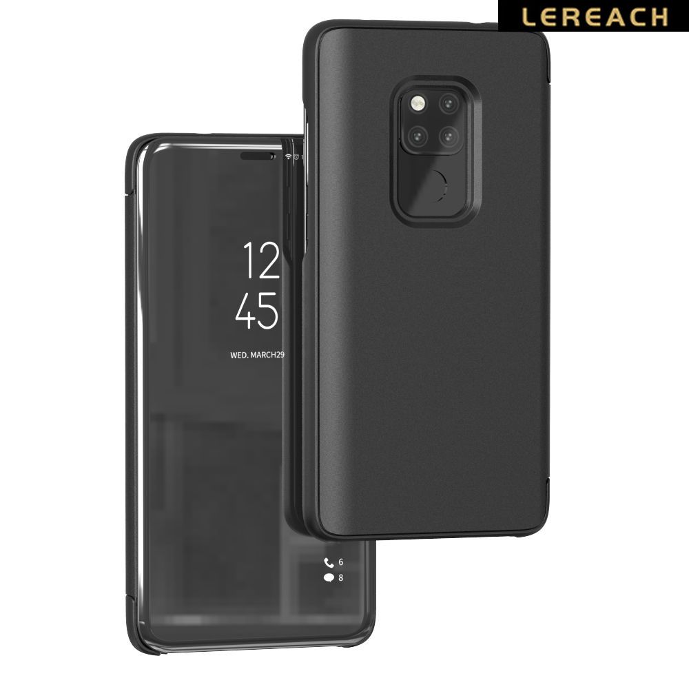 Lereach For Motorola Moto G9 Play / E7 Plus Cove Case Leather Flip Cover plated Mirror + PU leather Back Cover Case