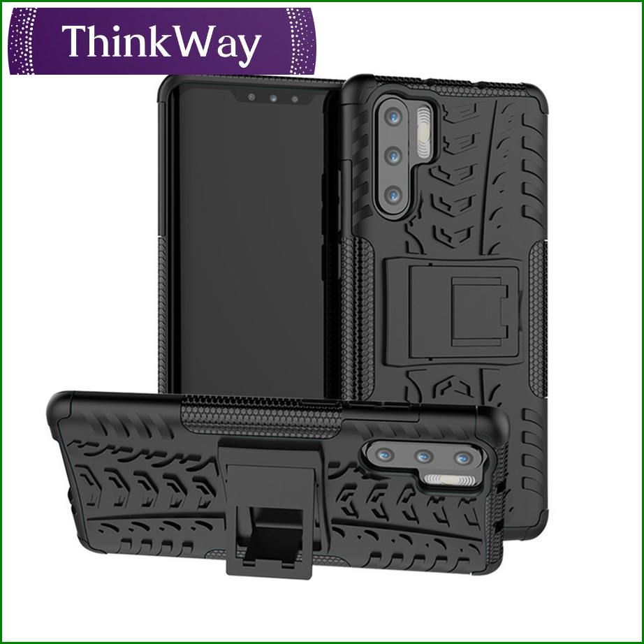 Tire pattern anti-slip shock-absorbing mobile phone case shock-proof heavy-duty combination hybrid sturdy and durable double-layer grip with bracket For Huawei P Smart 2021/Y7A