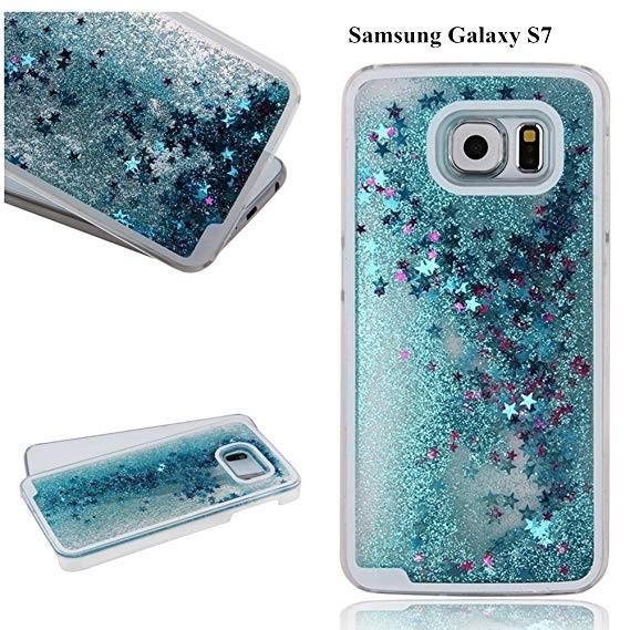 Samsung Galaxy S7 Original 3D Glitter Back Cover  -Green&Transparent