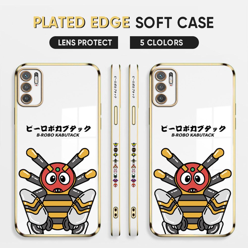 Luxury 6D Plating Case for Redmi Note 7  / 7 Pro Back Cover Cute Cartoon Robots Side Pattern Soft Silicone Square Phone Cases