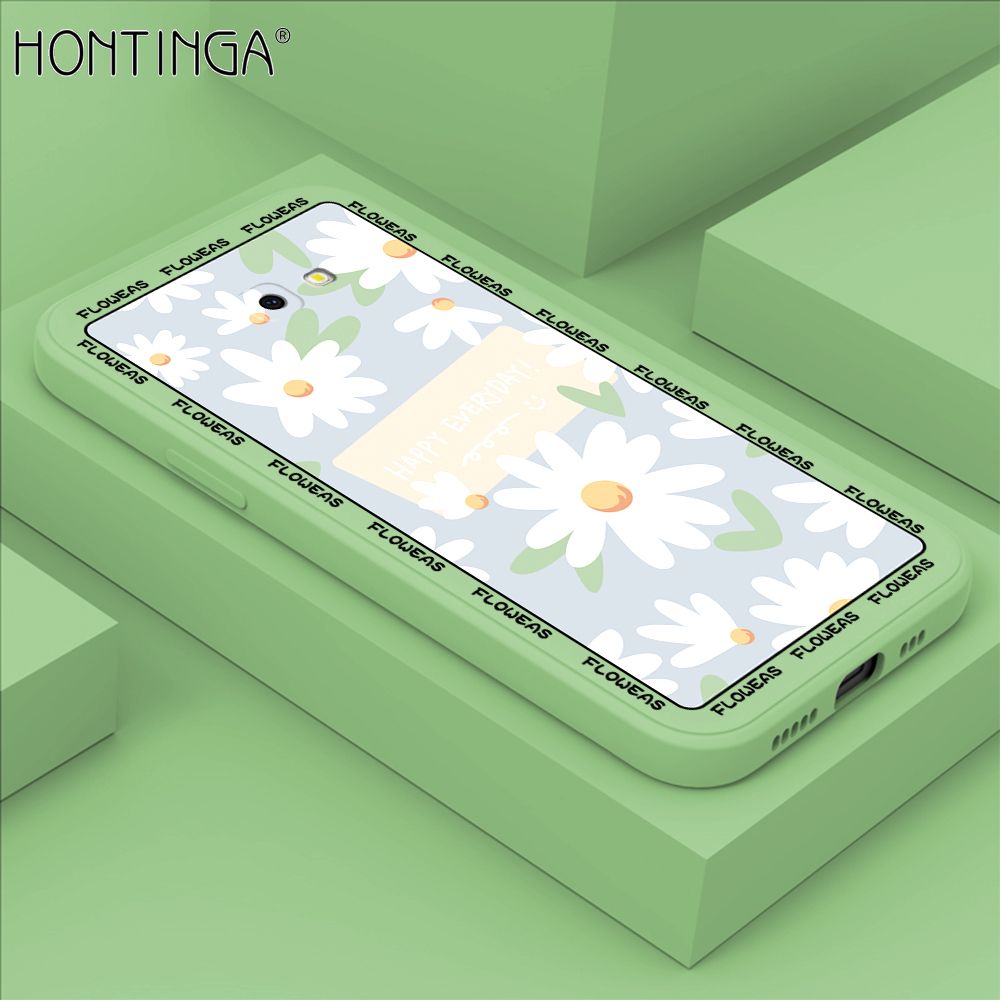 Hontinga for Samsung J4 Prime Case Beautiful Daisy Flower Phone Case Phone Case Soft Square Edge Silicone Cases Full Lens Cover Shockproof Protection Cover