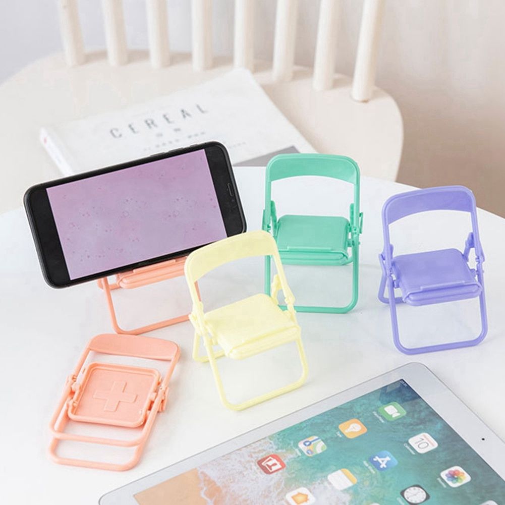 Steve Cute Little Chair Mobile Phone Holder Desk Foldable Phone Stand Cell Phone Stand Holder for Desk Purple