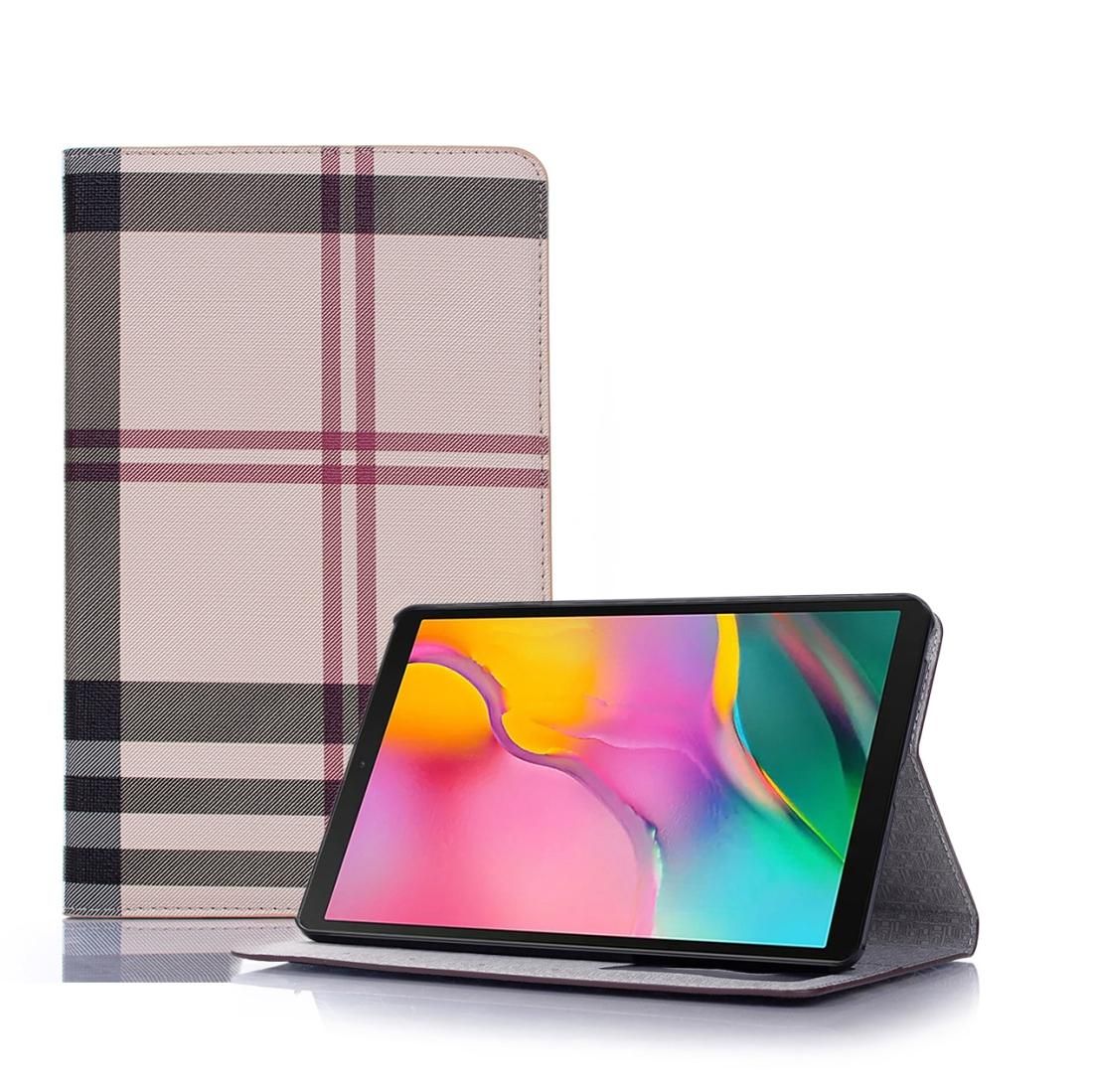 Plaid Texture Horizontal Flip Leather Case with Holder & Card Slots & Wallet for Galaxy Tab A 8.0 (2019) / T295(Khaki)