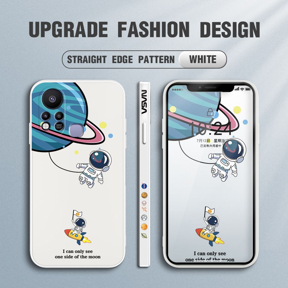 FHKL for Infinix Hot 11S Back Cover Cartoon Astronaut Side design Soft Case Multicolor Liquid Silicone Phone Cases