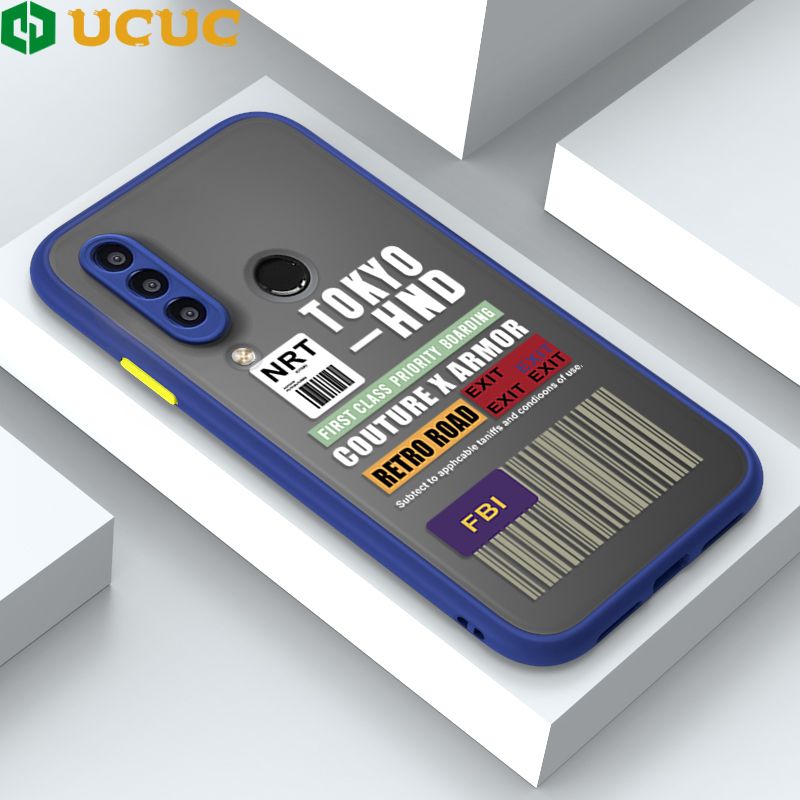 UCUC for Huawei Y7P Back Cover FBI Sticker Frosted Transparent Hard Phone Case Thin Shockproof Full Cover Camera Protect Case