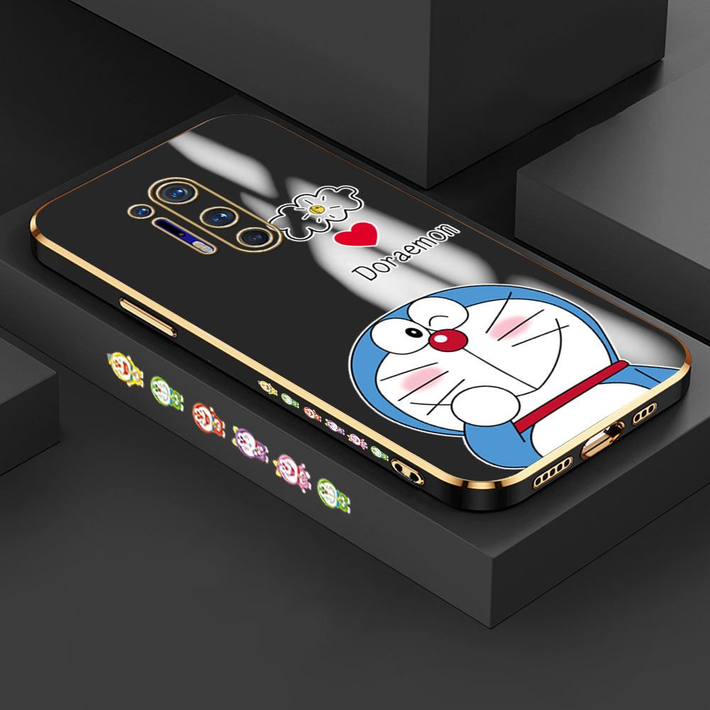 Jizetin (Free Lanyard) OnePlus 8 Pro Case Cute Jingle Cat Luxury 6D Plating Soft Casing Silicone Ultra Thin Phone Cover