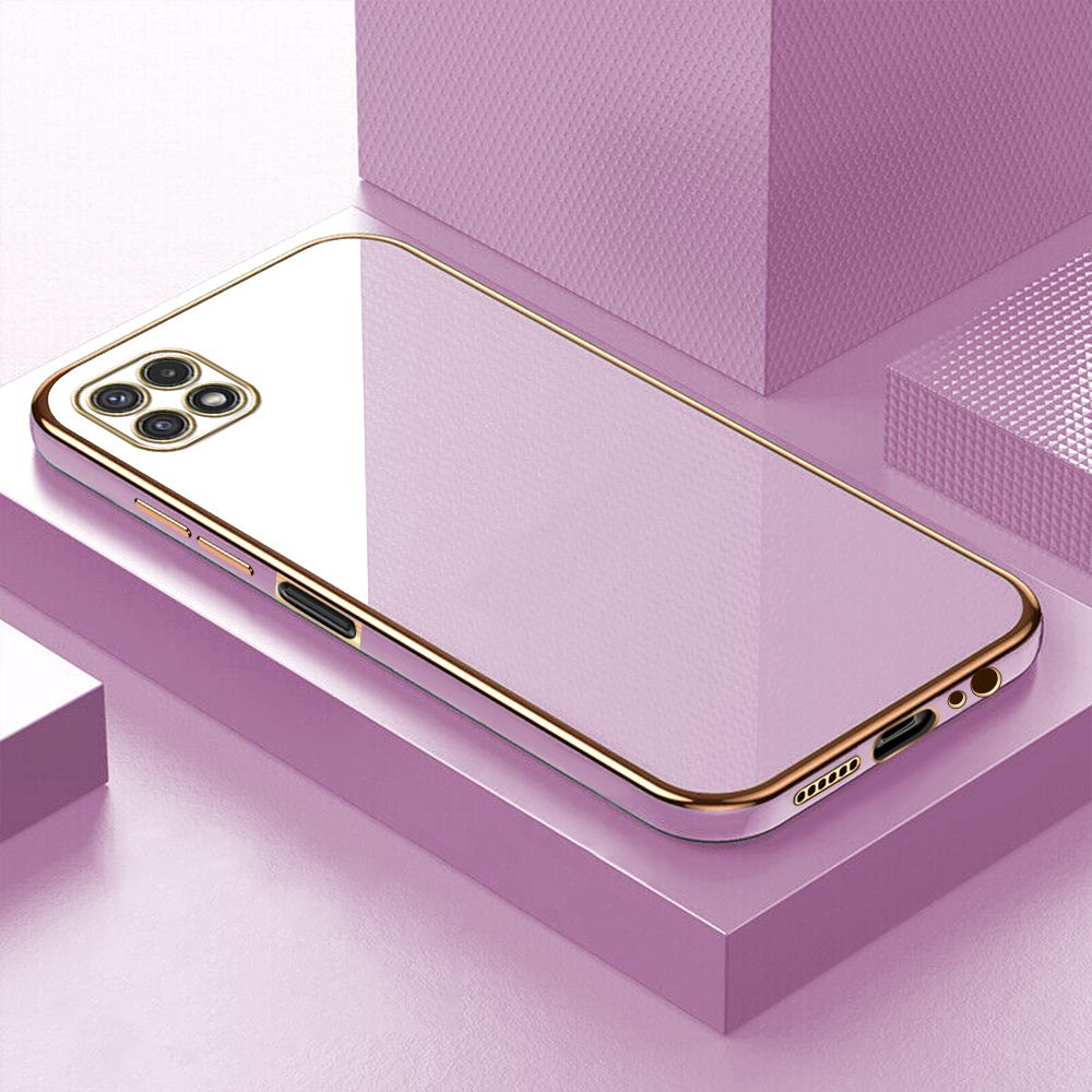 ZeroQiQi for Samsung Galaxy A22 5G Back Cover Luxury 6D Plating Case Side Pattern Soft Silicone Square Phone Cases + Free Lanyard