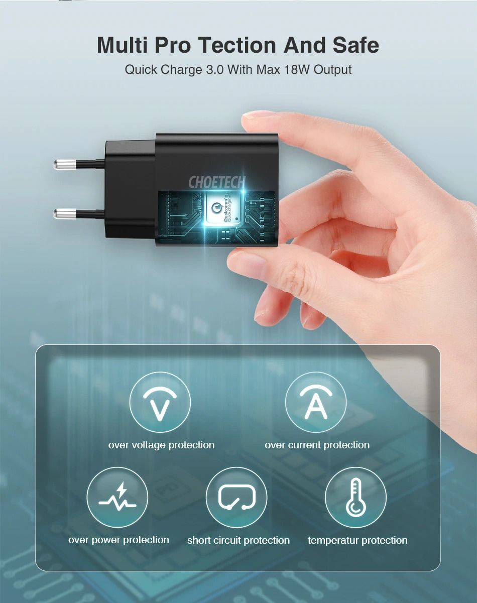 CHOETECH Q5003 18W Fast Charger Charging QC 3.0 Quick Charge wall charger ( Adapter only )
