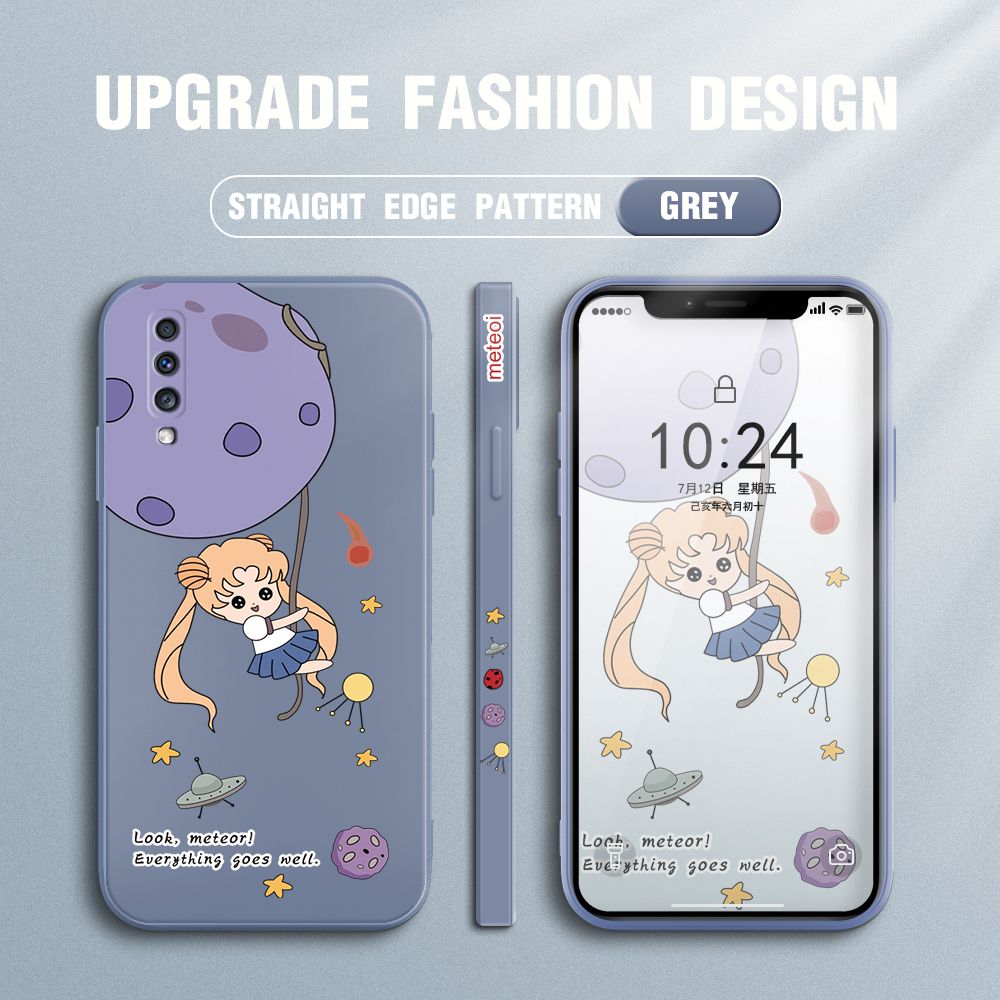UCUC for Samsung Galaxy A70 / A70S Back Cover Beauty Warrior Ultra Thin Soft Luxury Square Multicolor Liquid Silicone Phone Case