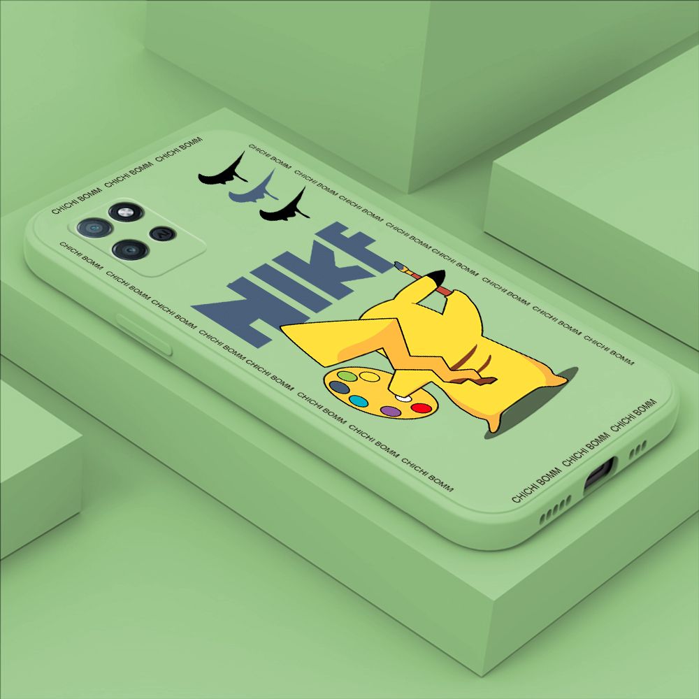 Hontinga for Realme V11 5G Case Fashion Cartoon Animals Phone Case Phone Case Soft Square Edge Silicone Cases Full Lens Cover Shockproof Protection Cover