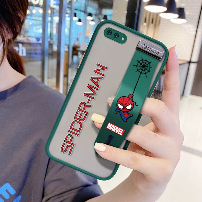 UCUC for Realme C1 Wrist Strap Case Superhero Spider Superman Wristband Printing Cover Shockproof Frosted Phone Case