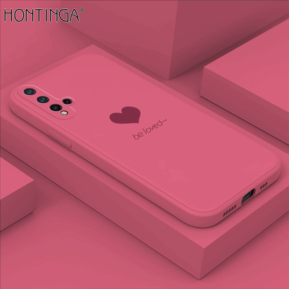 Hontinga for Huawei Nova 5 Case Simple Lover Heart Pattern Back Cover Soft Square Edge Liquid Silicone Phone Cases