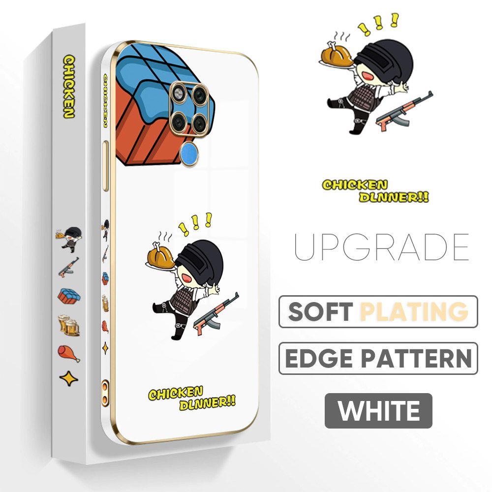 TA for Huawei Mate 20 X Back Cover + Free Lanyard Peace Elite Luxury 6D Plating Case Side Pattern Soft Silicone Square Phone Cases