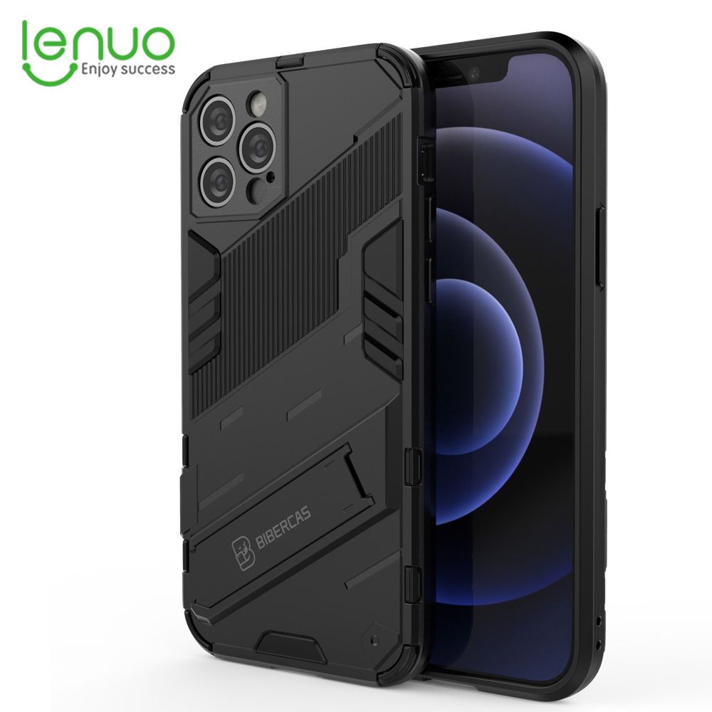 Lenuo Punk-Casing For iPhone 12 Pro Back Cover Eight-Color Anti-Fall And Anti-Slip Phone Bracket Lens Protection Cover Lovers Case