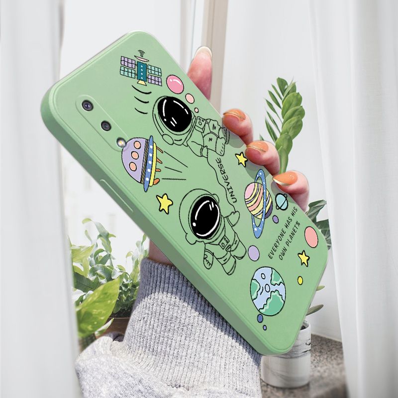 AMORVOR for Samsung Galaxy A02 M02 Back Cover Cartoon Cute Astronaut Side design Soft Case Liquid Silicone Phone Cases