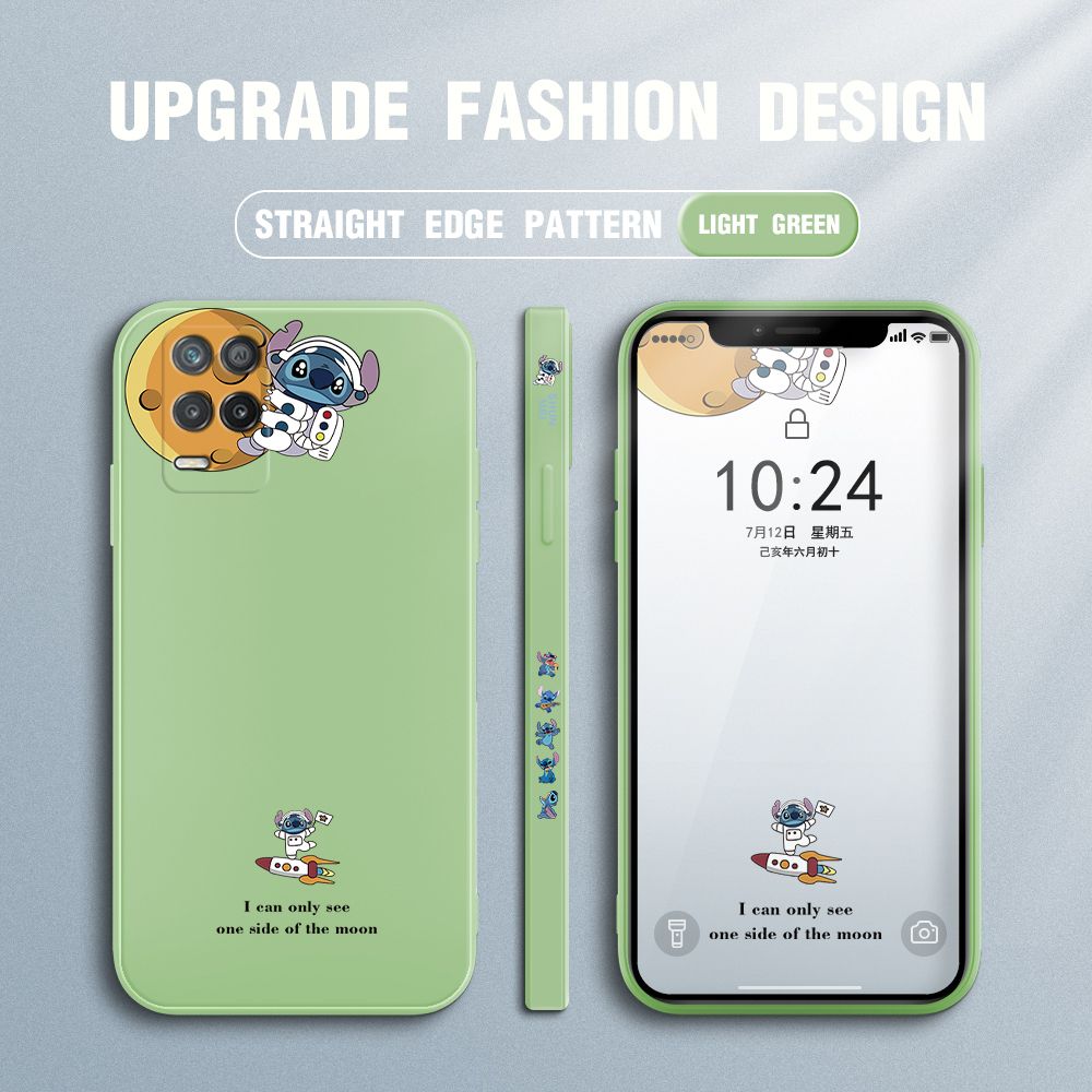 Jizetin for Realme 8 5G Case Side Design Phone Cover  Astronaut Stitch Cover Square Edge Pattern Liquid Silicone Trend Case