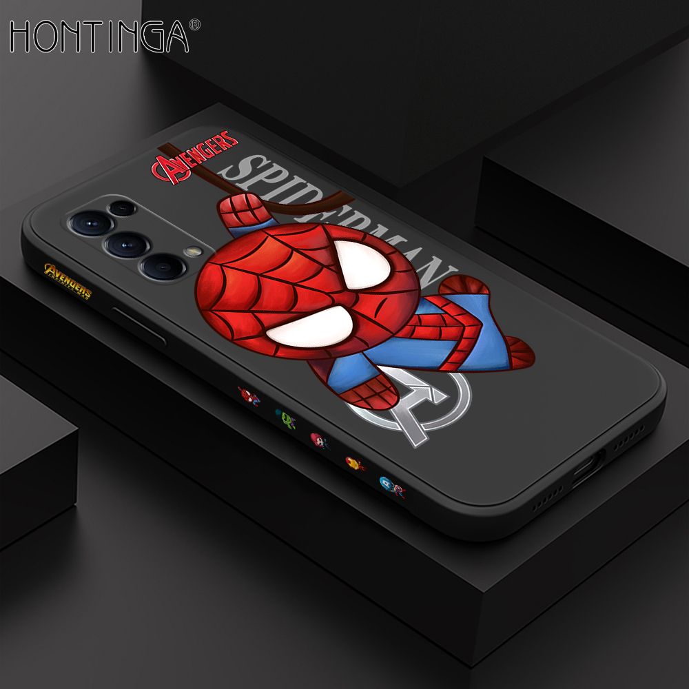 Hontinga for OPPO Reno 5 Pro 5G Case Side Design Cartoon Little Spider Back Cover Soft Square Edge Pattern Liquid Silicone Trend Phone Cases