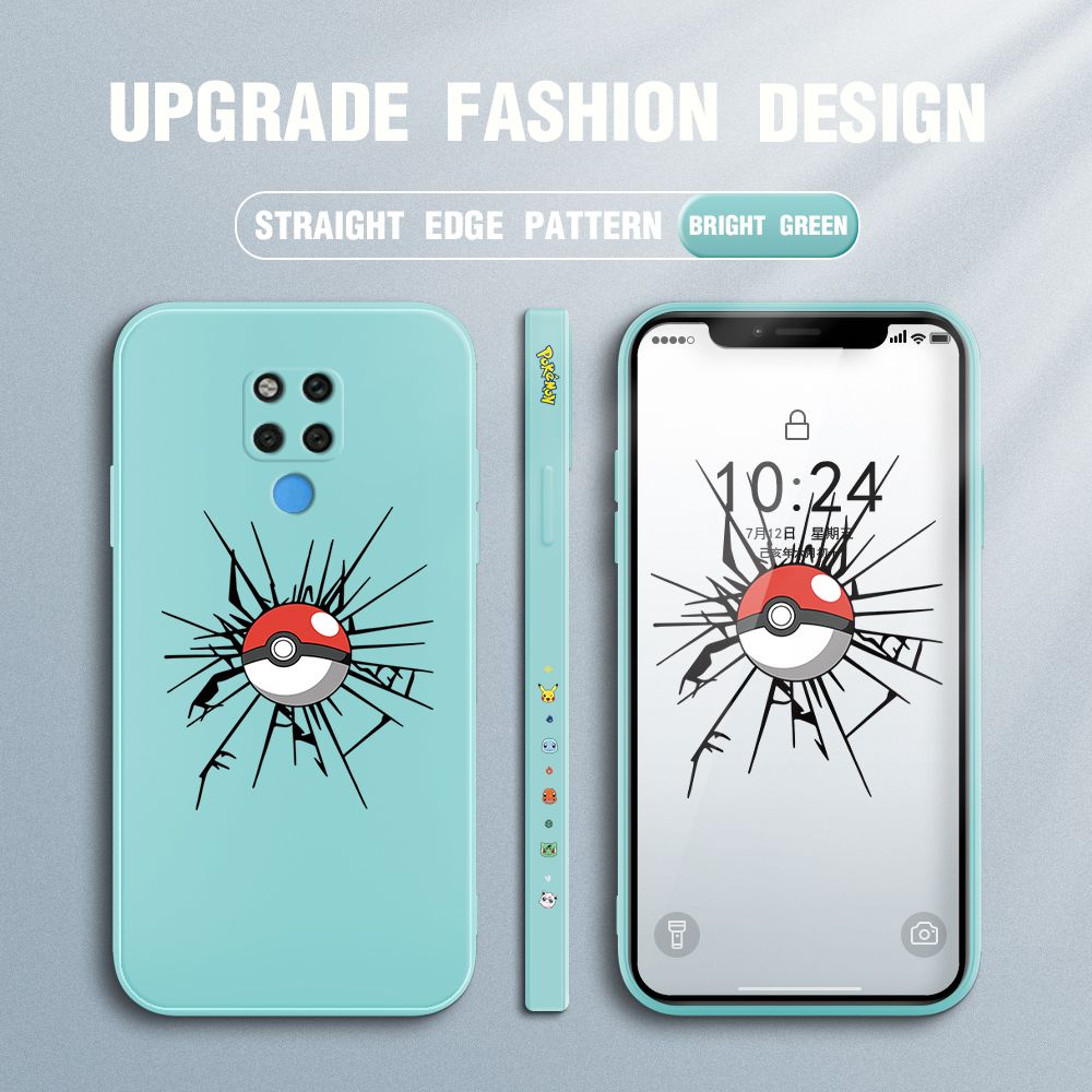 Jizetin for Huawei Mate 20X Case Cartoon Pokémon Pocket Monster Design Side Design Phone Case Square Edge Pattern Liquid Silicone Cases Full Cover Camera Shockproof Protective Case
