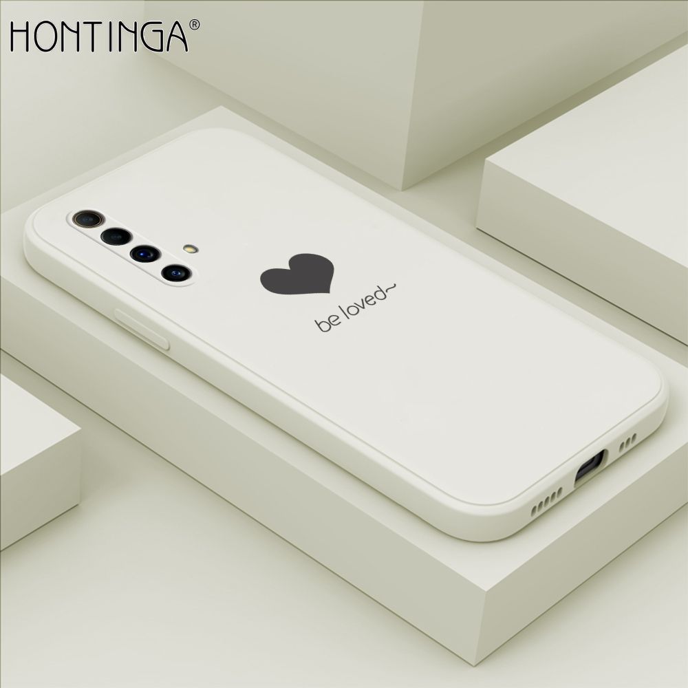 Hontinga for Realme X50 Case Simple Lover Heart Pattern Back Cover Soft Square Edge Liquid Silicone Phone Cases