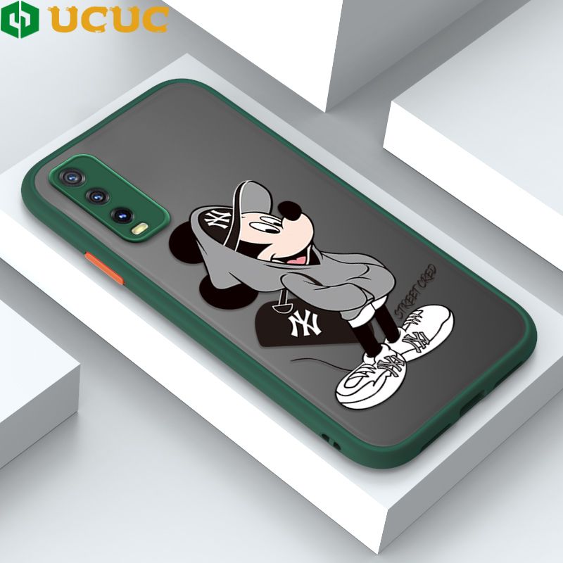 UCUC for Vivo Y20 / Y20i / Y20S / Y20 2021 / Y20SG / Y12A / Y12S Back Cover Handsome Mouse Frosted Transparent Hard Phone Case Thin Shockproof Full Cover Camera Protect Case