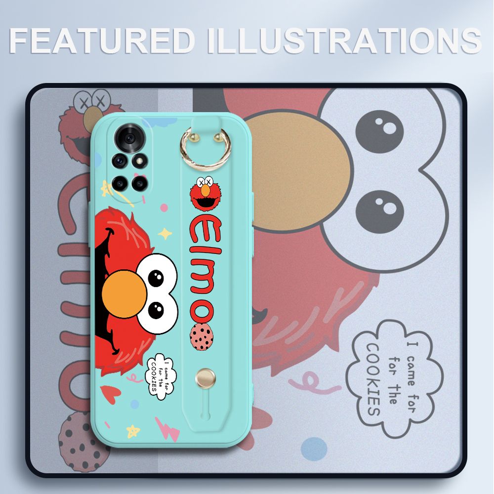 UCUC for Huawei Nova 8 Pro Wrist Strap Case Creative Cartoon Red Haired Monster Cover Ultra Thin Anti Fall Liquid Silicone Phone Case
