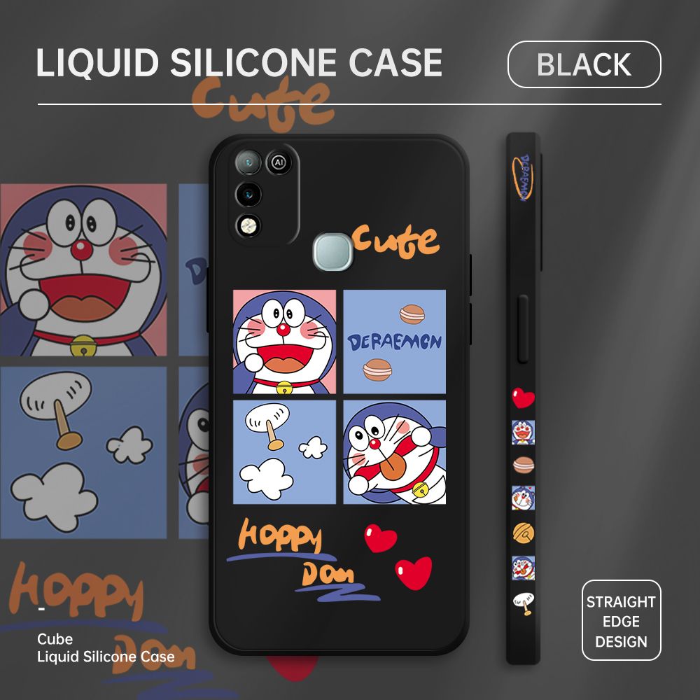 ZeroQiQi for Infinix Hot 10 Play Case Cartoon Cat Phone Cover Soft Full Lens Protection Case Ultra Thin Soft Liquid Silicone Phone Case