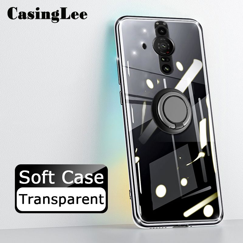 Casinglee For Sony Xperia Pro-i Case Soft Clear Transparent Shockproof Car Magnetic Holder Ring Back Cover Sony Xperia Pro i Phone cases cover For girls and Boys