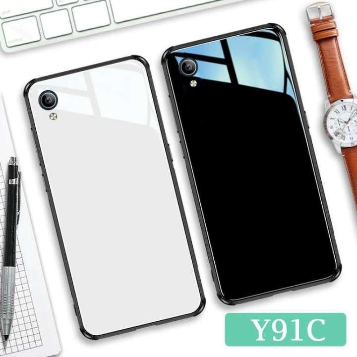 Vivo Y1S - HONG KONG DESIGN Solid Colour Tempered Glass Back Cover phone case