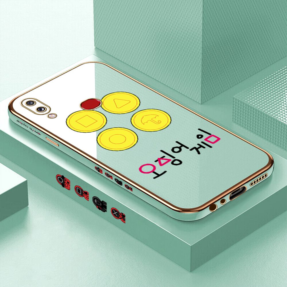 Luxury 6D Plating Case for Samsung A10S Popular Games Side Pattern Back Cover Soft Silicone Square Phone Cases + Free Lanyard