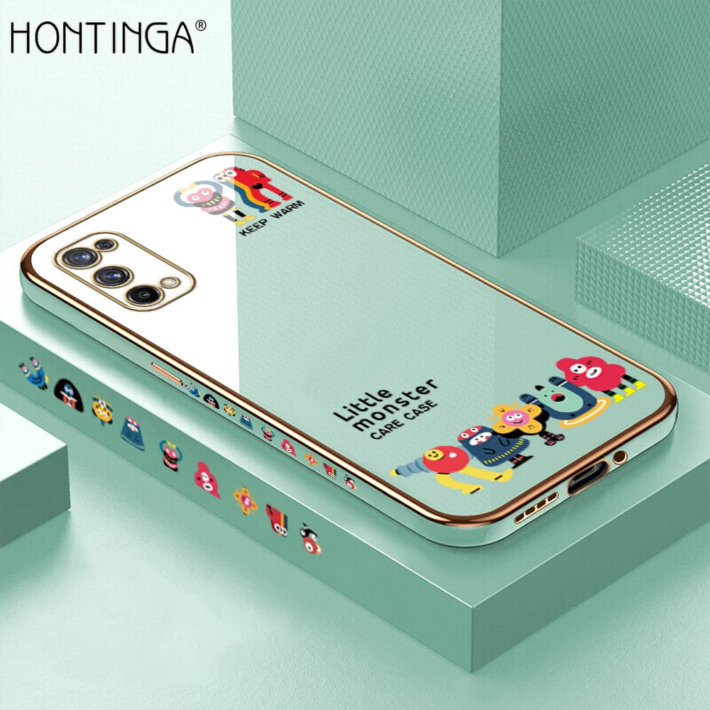 Hontinga for Realme X7 Back Cover Luxury 6D Plating Cute Mobs Collection Side Pattern Case Soft Silicone Square Phone Cases