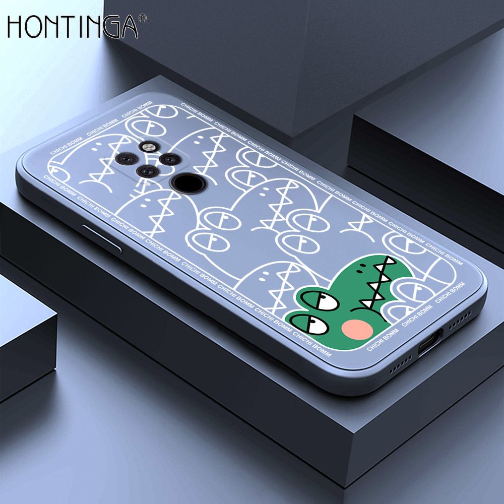 Hontinga for Huawei Mate20 Case Cartoon Crocodile Alligator Phone Case Phone Case Soft Square Edge Silicone Cases Full Lens Cover Shockproof Protection Cover