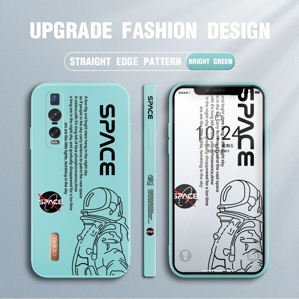 Jizetin for OPPO Find X2 Pro Case NASA Astronaut Design Side Design Phone Case Square Edge Pattern Liquid Silicone Cases Full Cover Camera Shockproof Protective Case