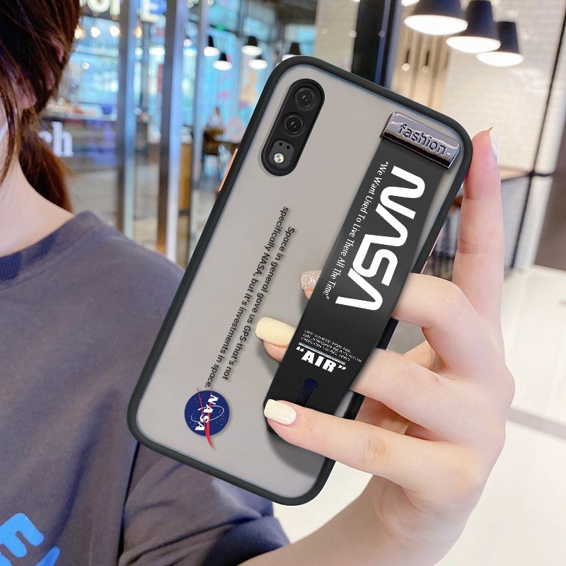 UCUC for Huawei P20 Wrist Strap Case Popular NASA Wristband Printing Cover Shockproof Frosted Phone Case