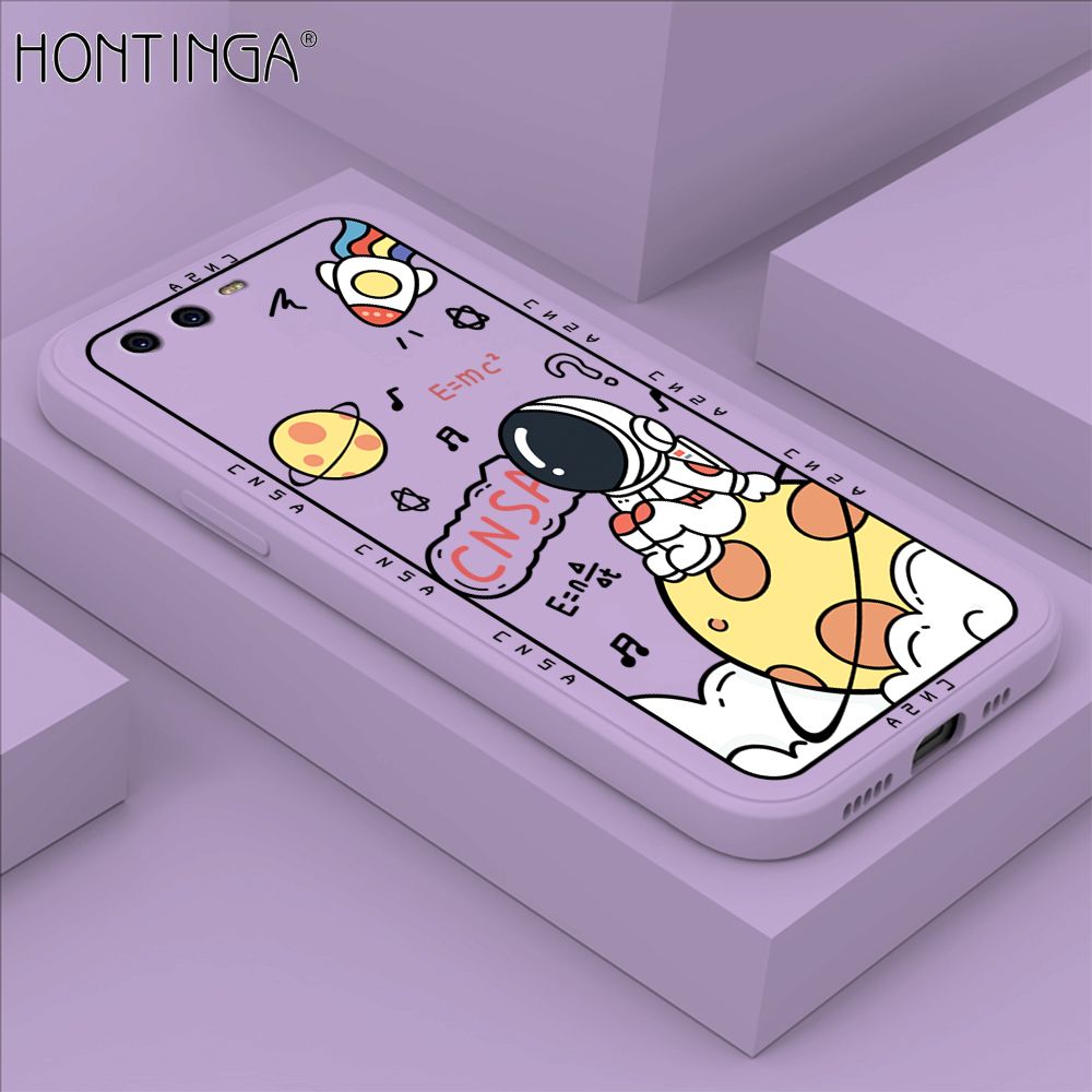 Hontinga for Huawei P10 Case Cartoon Astronauts Phone Case Phone Case Soft Square Edge Silicone Cases Full Lens Cover Shockproof Protection Cover