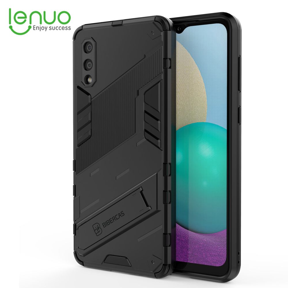 Lenuo Punk-Casing For Samsung Galaxy M02 / A02 / A025F Back Cover Eight-Color Anti-Fall And Anti-Slip Phone Bracket Lens Protection Cover Lovers Case