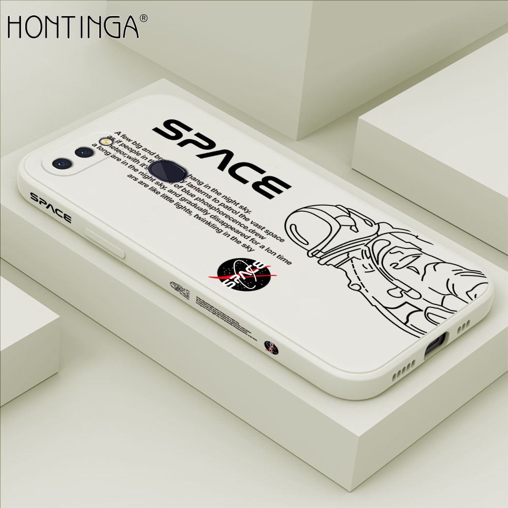 Hontinga for OPPO R15 Back Cover Cool Astronaut Pattern Case Soft Square Edge Liquid Silicone Phone Cases