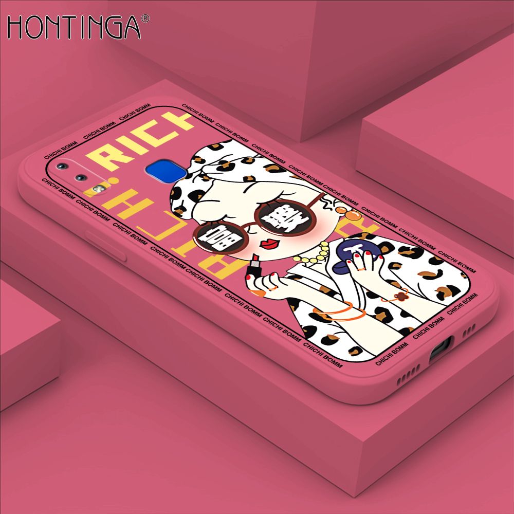 Hontinga for Vivo Y91 Y95 Case Fashion Sunglasses Rich Girl Phone Case Phone Case Soft Square Edge Silicone Cases Full Lens Cover Shockproof Protection Cover
